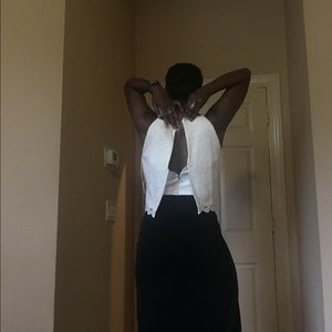 Formal black and white gown